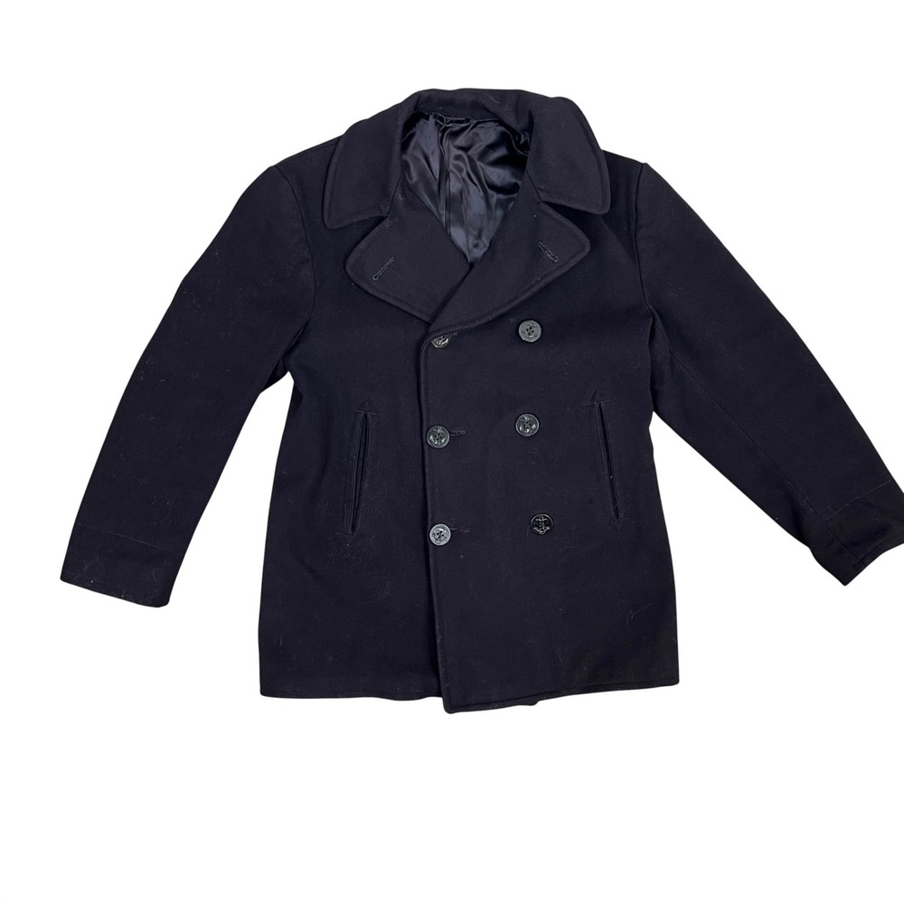 US Navy Peacoat Mens 38R Double Breasted Wool Dark Navy Military‎ Jacket Classic